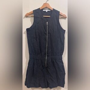 Veronica Beard Black Zip-Up Romper